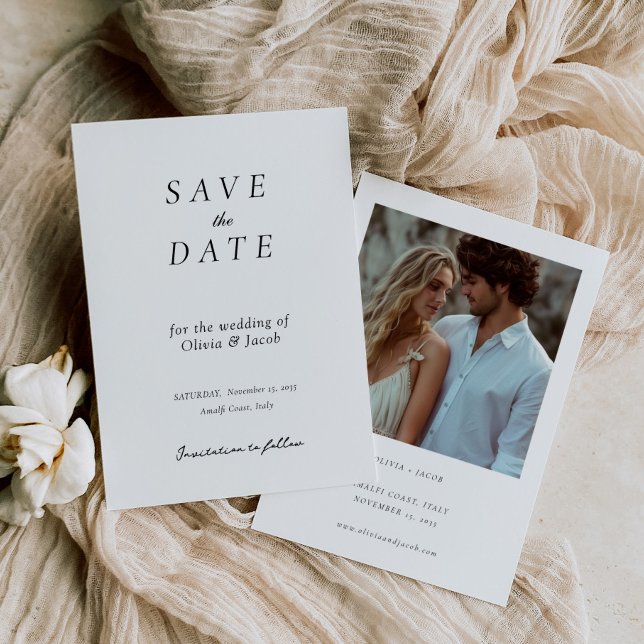 Save The Date Élégant Mariage moderne avec photo (Créateur téléchargé)