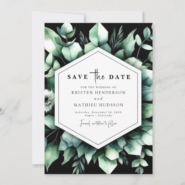 Save The Date Élégant Mariage numérique Eucalyptus (Devant)