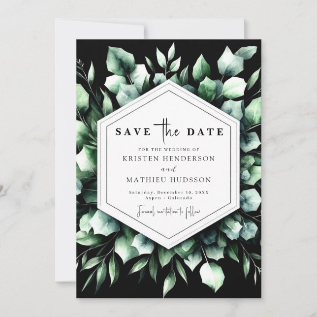 Save The Date Élégant Mariage numérique Eucalyptus verdure (Devant)