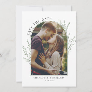 Save The Date Élégant Mariage photo botanique