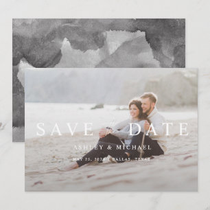 Save The Date Élégant Mariage photo de recouvrement noir et blan