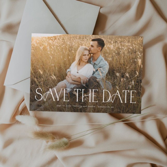 Save The Date Élégant Mariage photo de typographie (Créateur téléchargé)