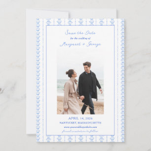 Save The Date Elégant Mariage photo du littoral de Coquillages B