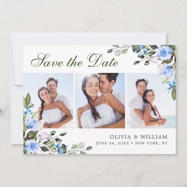 Save The Date Elégant Mariage PHOTO Eucalyptus 3 (Devant)