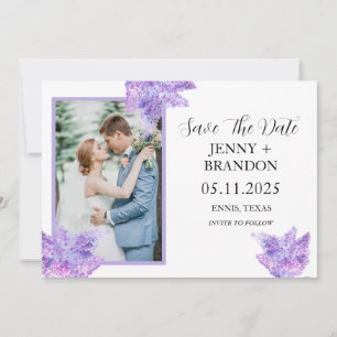 Save The Date Élégant Mariage photo floral moderne violet Lilac