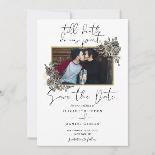 Save The Date Élégant mariage photo florale gothique de script