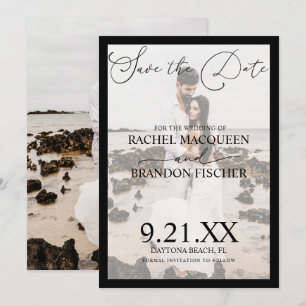 Save The Date Élégant Mariage photo moderne Black encadré Couple