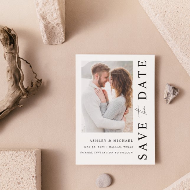 Save The Date Élégant Mariage photo moderne Blush (Save Your Date in Style! Elegant & Personalizable Wedding Card. 💍💌 [Add Details])