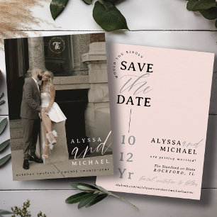 Save The Date Élégant Mariage photo moderne simple rose
