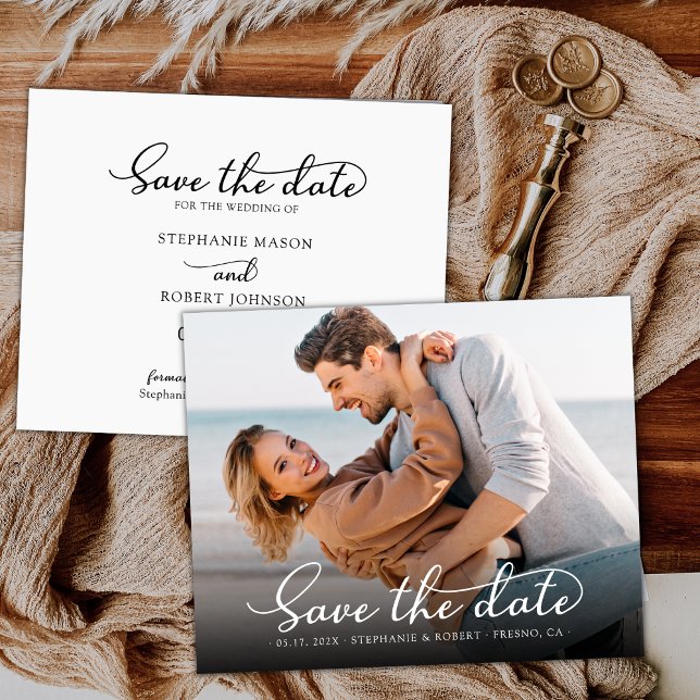 Save The Date Élégant Mariage photo Script (Créateur téléchargé)