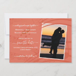 Save The Date Élégant Mariage Photo Terracotta Enregistrer La Da