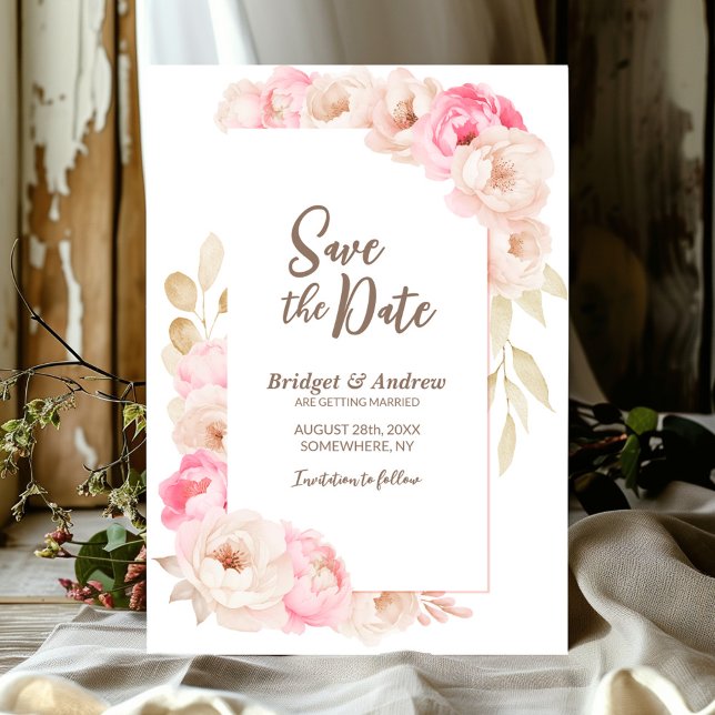 Save The Date Élégant Mariage rose (Créateur téléchargé)