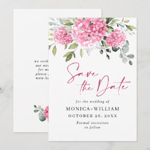 Save The Date Élégant Mariage rose Hydrangea Floral