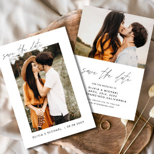 Save The Date Élégant Mariage Sauvegarder la Date Photo Minimali