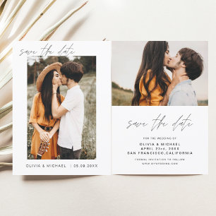 Save The Date Élégant Mariage Sauvegarder la Date Photo Minimali
