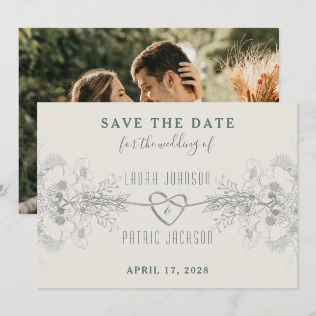 Save The Date Élégant Mariage Simple Script (Devant / Derrière)