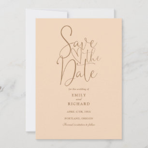 Save The Date Élégant Mariage Soft Peach de Script moderne
