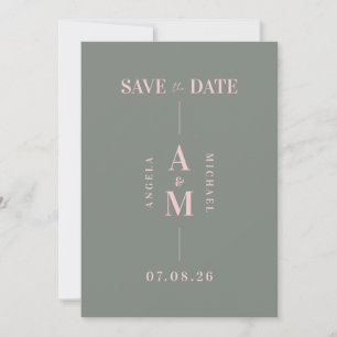 Save The Date Élégant Mariage vert rose chic Enregistrer la date