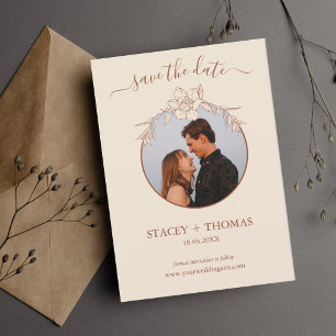 Save The Date Élégant Mariage Whimsical en terre cuite