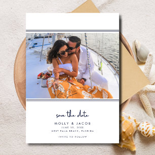 Save The Date Elégant Marine Nautique photo mariage Enregistrer 
