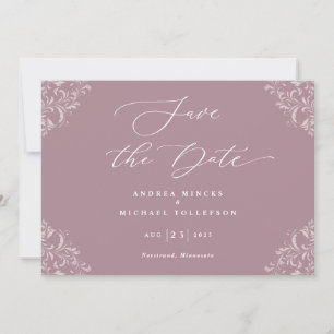 Save The Date Elégant Mauve Dusty Rose Wedding Enregistrer La Da