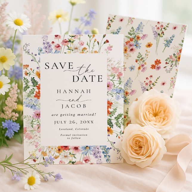 Save The Date Elegant Meadow Wildflower Wedding (Créateur téléchargé)