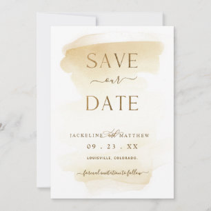 Save The Date Elégant minimal Aquarelle jaune or Mariage S