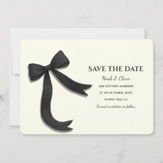 Save The Date Elegant Minimalist with Black Bow - Simple classic