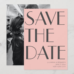 Save The Date Elégant minimaliste Art Déco Photo rose Grey