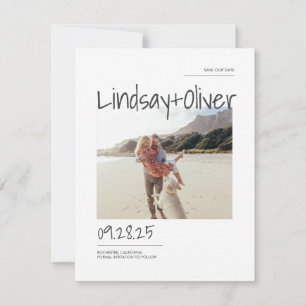 Save The Date Élégant minimaliste blanc Enregistrer la photo de