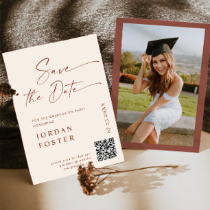 Save The Date Élégant minimaliste de diplôme Photo Code QR