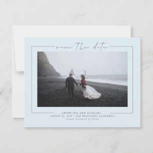 Save The Date Elégant minimaliste Dusty Blue Enregistrer la phot