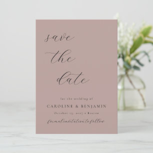 Save The Date Élégant minimaliste Dusty Mauve Mariage de calligr