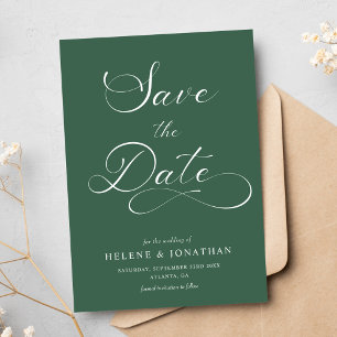 Save The Date Élégant minimaliste élégant Mariage vert de forêt