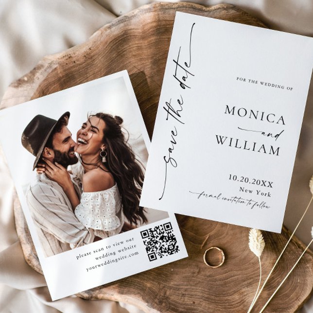 Save The Date Élégant minimaliste Mariage photo code QR (Créateur téléchargé)