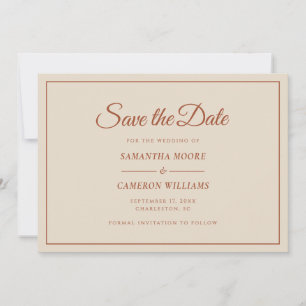 Save The Date Élégant minimaliste Mariage QR Code Terracotta