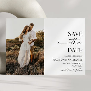 Save The Date Élégant minimaliste moderne Mariage noir blanc