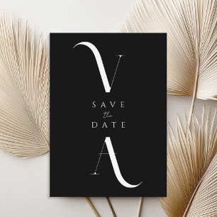 Save The Date Élégant minimaliste moderne Mariage noir et blanc