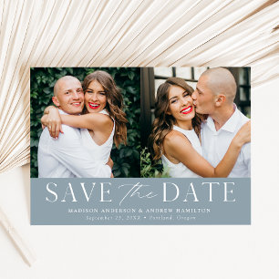 Save The Date Elégant moderne Dusty Blue 2 Photo