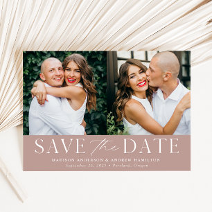 Save The Date Elégant moderne Dusty Rose 2 Photo