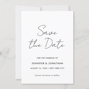 Save The Date Élégant Moderne Minimaliste Noir Et Blanc