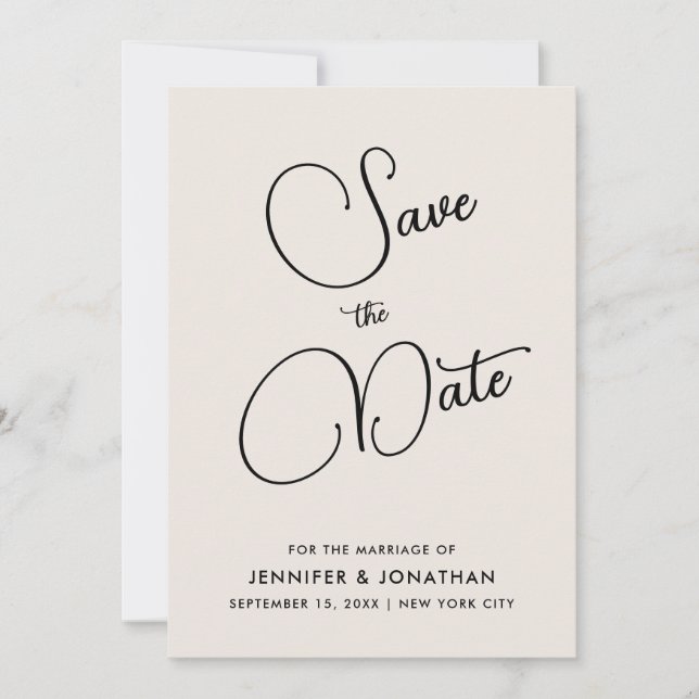 Save The Date Élégant Moderne Simple Manuscrit Crème (Devant)