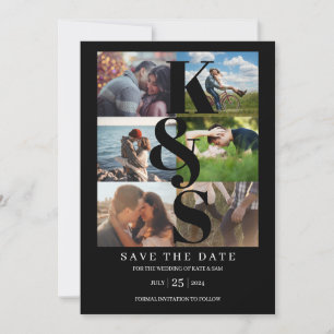 Save The Date Élégant moderne simple photo Collage de noms Maria