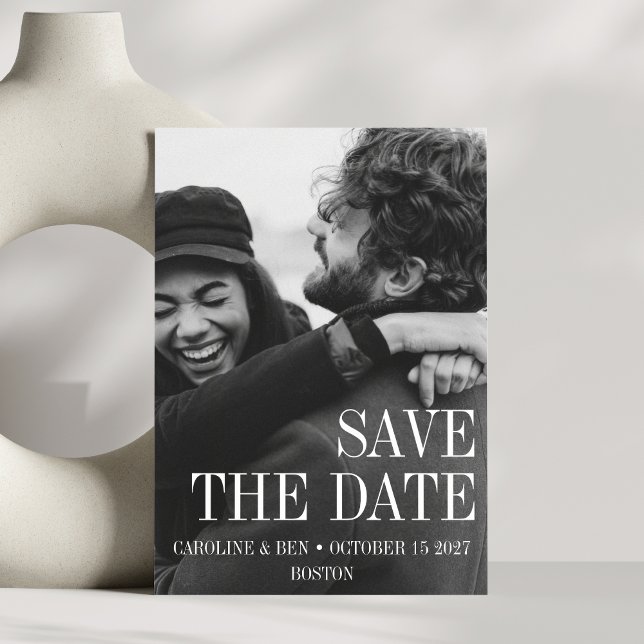 Save The Date Élégant Moderne Simple Photo Verticale Mariage (Créateur téléchargé)