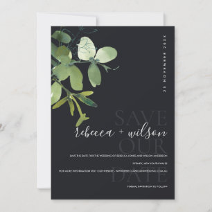 SAVE THE DATE ELÉGANT MODERNE VERT MARINE EUCALYPTUS COULEUR D'E