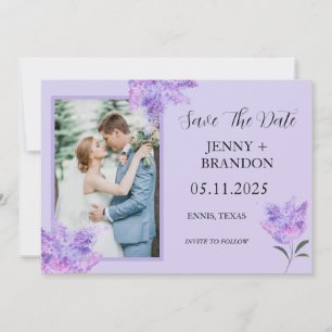Save The Date Élégant moderne violet Lilac Floral Photo chic