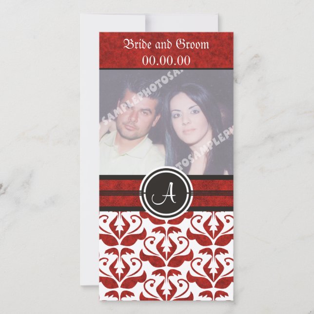 Save The Date Élégant Monogramme Damask Enregistrer La Date Cart (Devant)