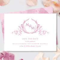Élégant monogramme d'aquarelle rose mauve