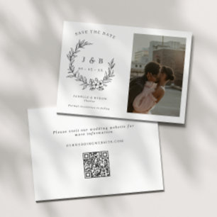 Save The Date Élégant monogramme de couronne florale