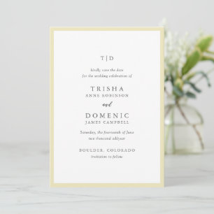 Save The Date Élégant Monogramme Jaune Beurre Moderne Mariage